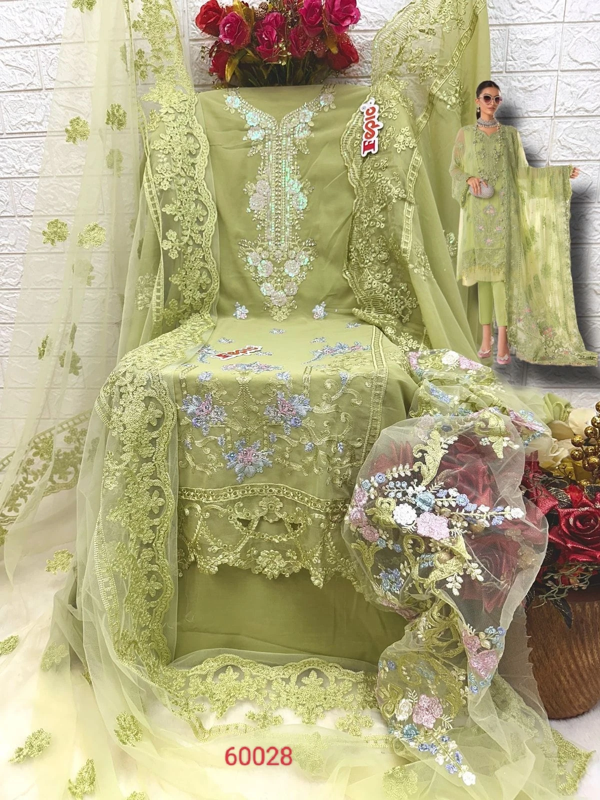 Fepic 60028 Georgette Wholesale Pakistani Salwar Suit Catalog — Wholesale Pakistani Suits, MPA wholesale from Surat - Gallery Image 5